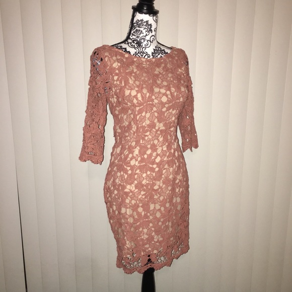 Peach lace 3/4 sleeve dress Size S - Picture 2 of 5